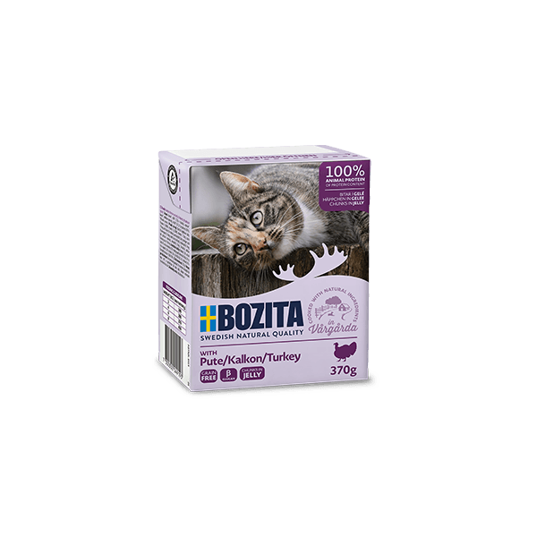 Bozita Turkey Jelly 370g - Bezgraudu gaļas gabaliņi ar tītaru želejā