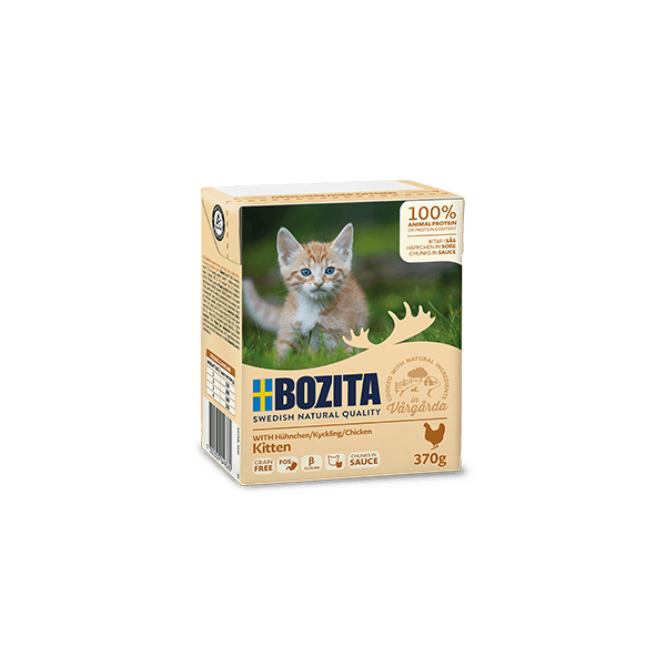 Bozita Chicken Sauce Kitten 370g - Bezgraudu gaļas gabaliņi ar vistu mērcē kaķēniem
