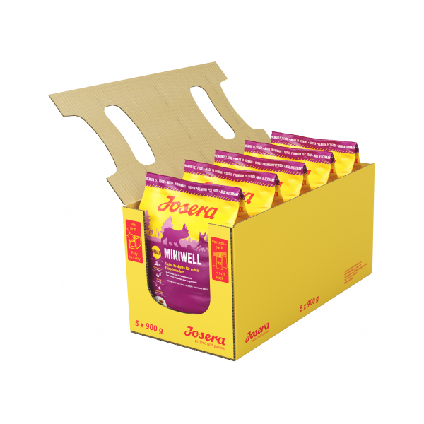 Josera Miniwell 5x900g - Mazo šķirņu suņiem (putns un rīsi)