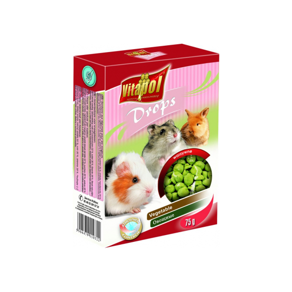 Vitapol COMPLEMENTARY DROPS 75g - Papildbarība grauzējiem ar dārzeņeim