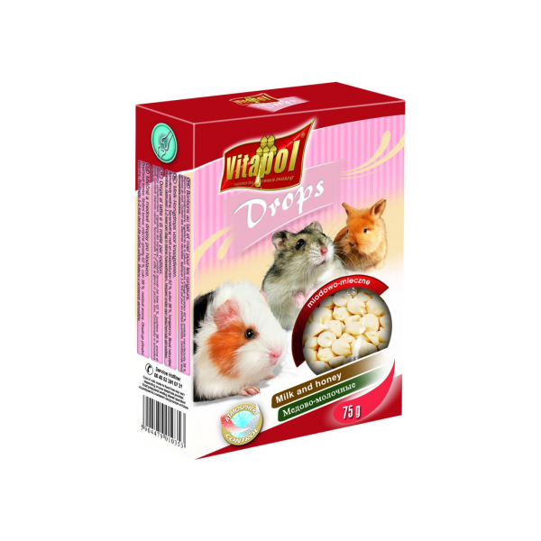 Vitapol COMPLEMENTARY DROPS 75g - Papildbarība ar pienu un medu grauzējiem