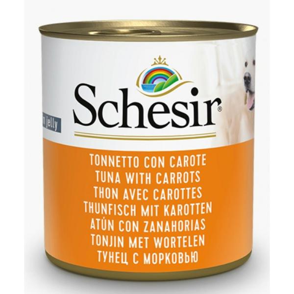 SCHESIR Dog Tuna with Carrots in Jelly 285g - tuncis un burkāni želejā
