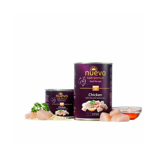 Nuevo Kitten Chicken And Salmon Oil 200g - Ar vistas gaļu un laša eļļu