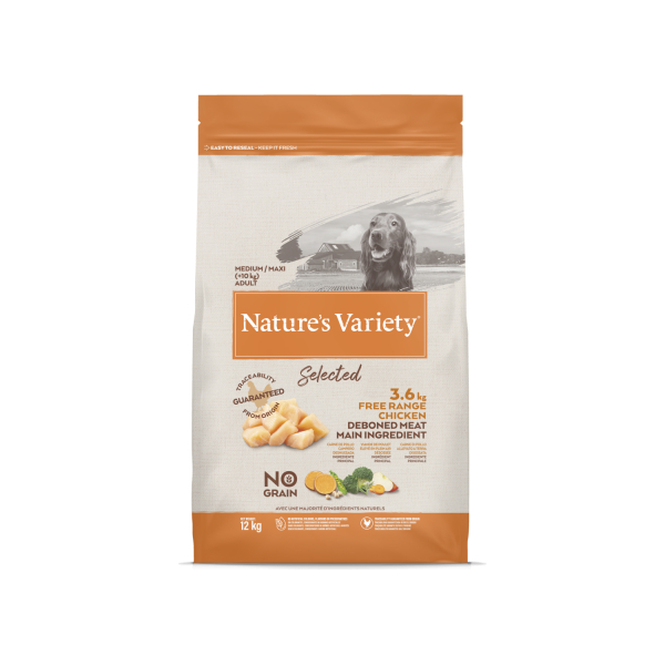NV Dog Selected  Medium Adult Free Range chicken 12 kg - Sausā barība ar brīvi turētu vistu pieaugušiem suņiem