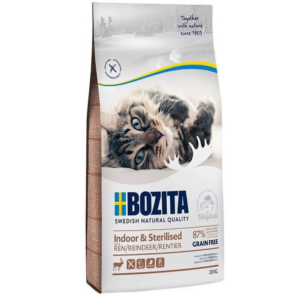 Bozita Grain Free Indoor & Sterilized Reindeer 10kg - Bezgraudu ar ziemeļbriedi sterilizētiem kaķiem