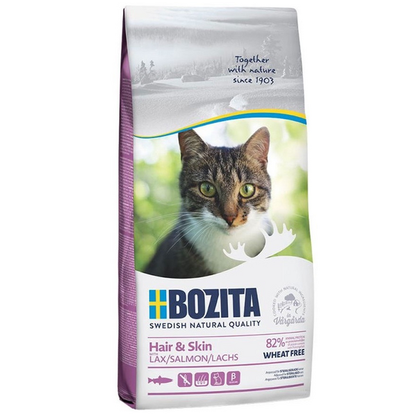 Bozita Wheat Free Hair & Skin Salmon 10kg - Bezkviešu ar lasi kaķiem, spalvai un ādai