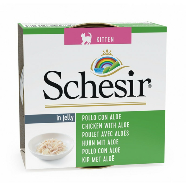 SCHESIR Kitten Chicken Fillets with Aloe 85g - vistas fileja un alveja želejā, kaķēniem