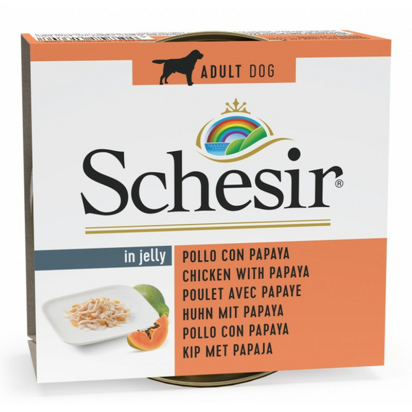 SCHESIR Dog Chicken Fillets with Papaya in Jelly 150g - vistas fileja un papaja želejā