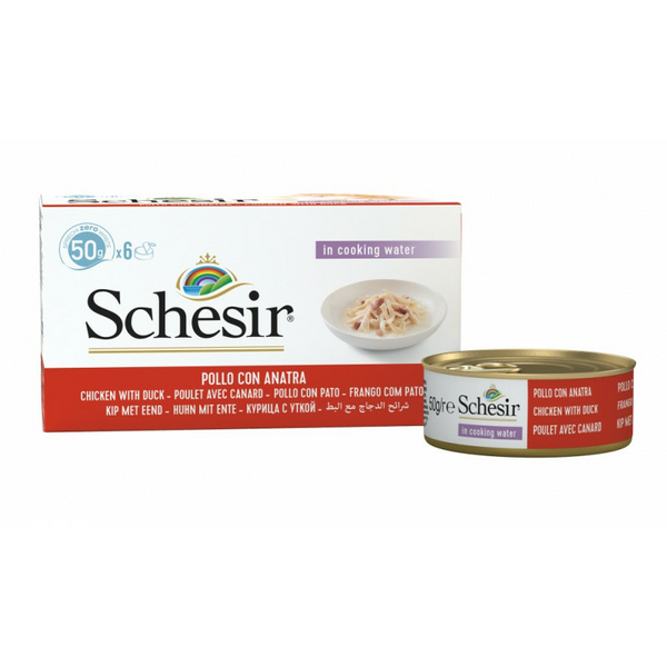 SCHESIR Cat Chicken Fillets with Duck Natural Style 6x50g - vistas fileja un pīle savā sulā