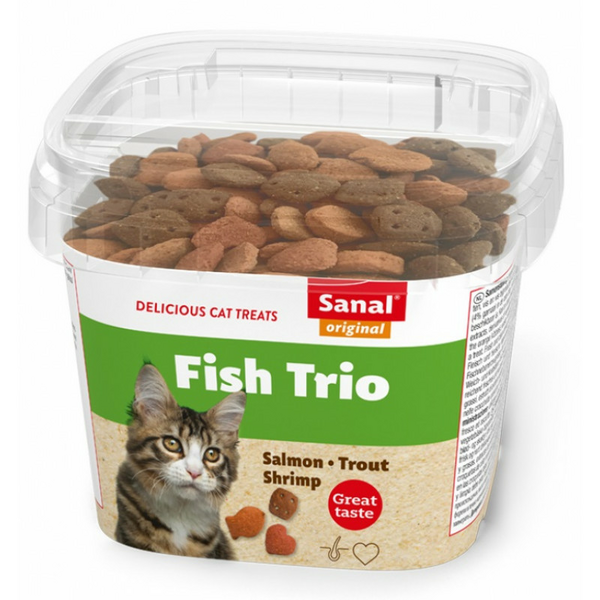 Sanal Fish Trio 75g - kraukšķi ar lasi, foreli un garnelēm