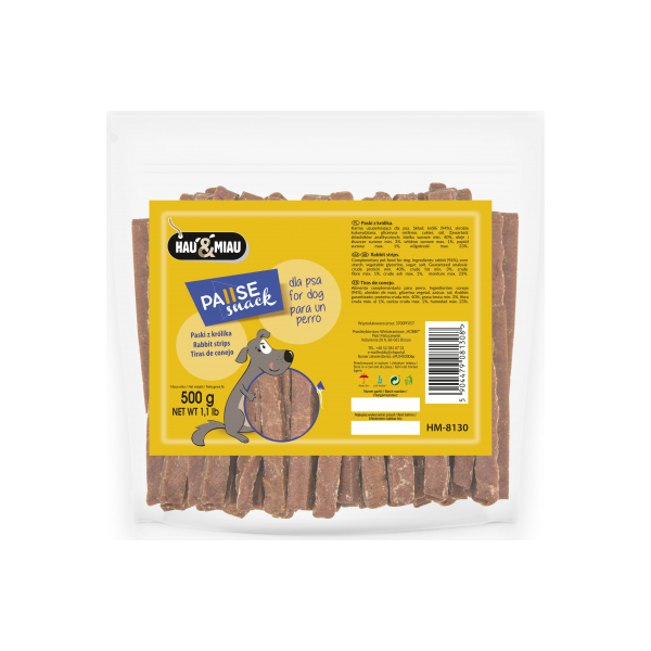 HAU&MIAU Rabbit Strips 500g - Truša gaļas stremelītes, 2 image