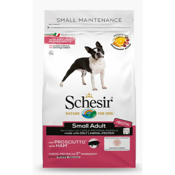 SCHESIR Small Adult Ham 800g - sausā barība ar šķiņķi mazo šķirņu pieaugušiem suņiem