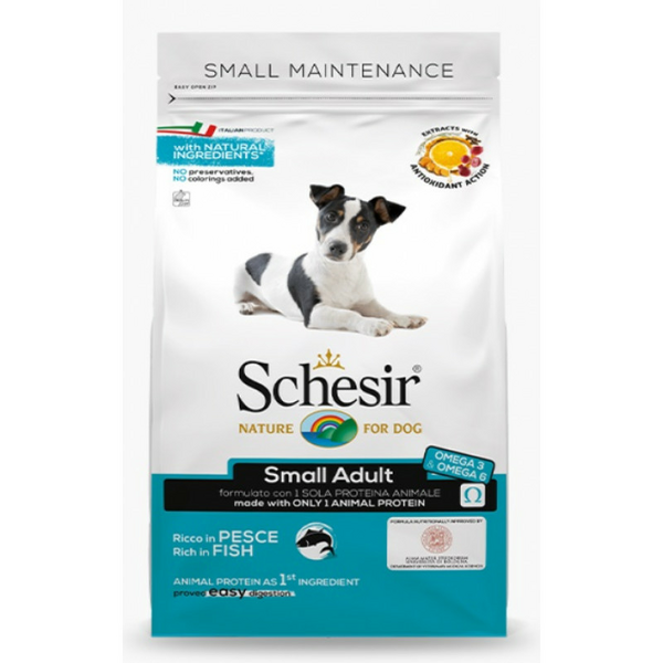 SCHESIR Small Adult Fish 800g - sausā barība ar okeāna zivīm mazo šķirņu pieaugušiem suņiem