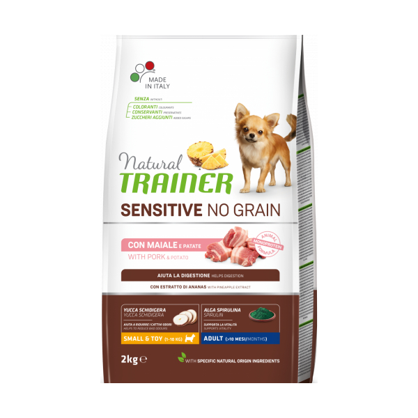 NT DOG SENSITIVE NO GRAIN ADULT MINI PORK 2 KG- pilnvertīga bezgraudu sausā barība ar cūkgaļu pieaugušiem mazo šķirņu suņiem ar jutīgu gremošanas sistēmu