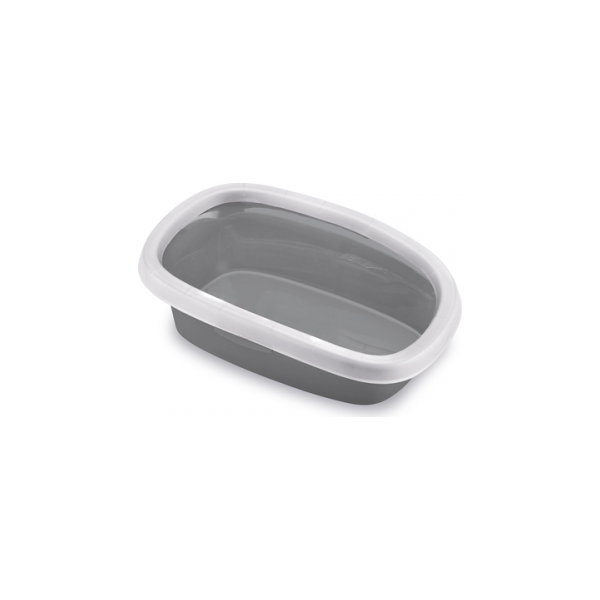 Kaķu tualete SPRINT 10 ar apmali  (balts/pelēks) 31x43x14 cm