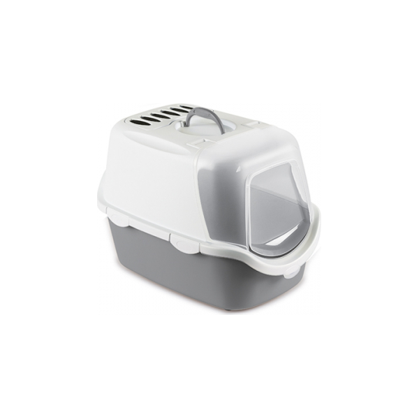 Туалет закрытый для кошек CATHY Easy Clean белый/серый 56x40x40 cm