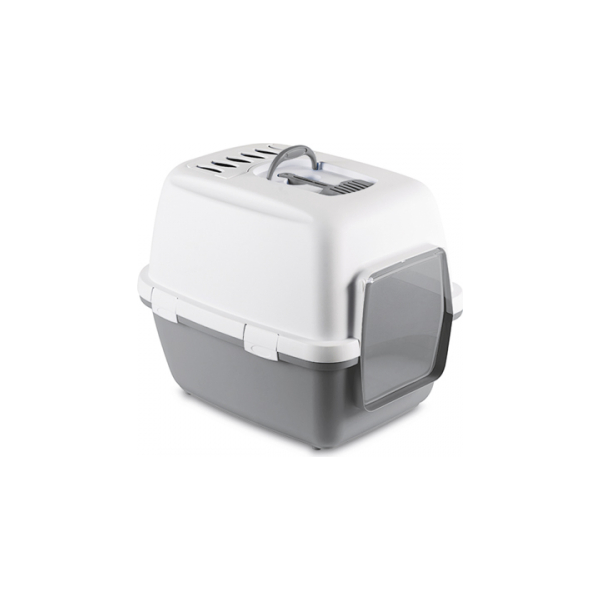 Kaķu tualete CATHY COMFORTar vāku (balts/pelēks) 58x45x48 cm