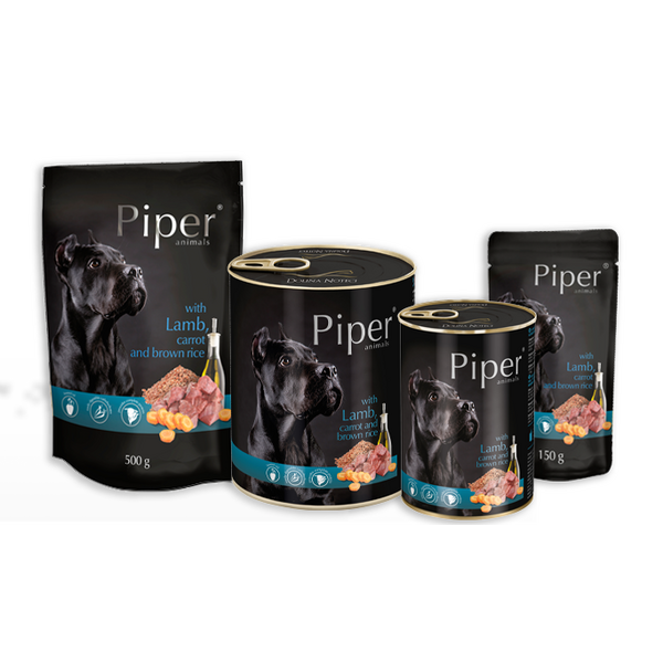 PIPER LAMB, CARROT AND BRAUN RICE 500G - Konservēta barība suņiem