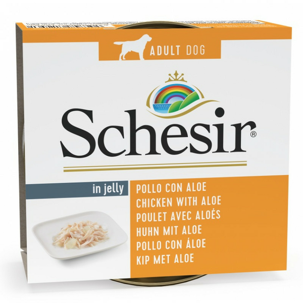 SCHESIR Dog Chicken Fillets with Aloe in Jelly 150g - vistas fileja un alveja želejā
