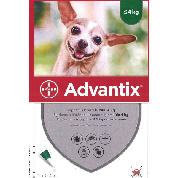 Advantix 200 mg/40 mg капли от паразитов для собак до 4 kg 1шт