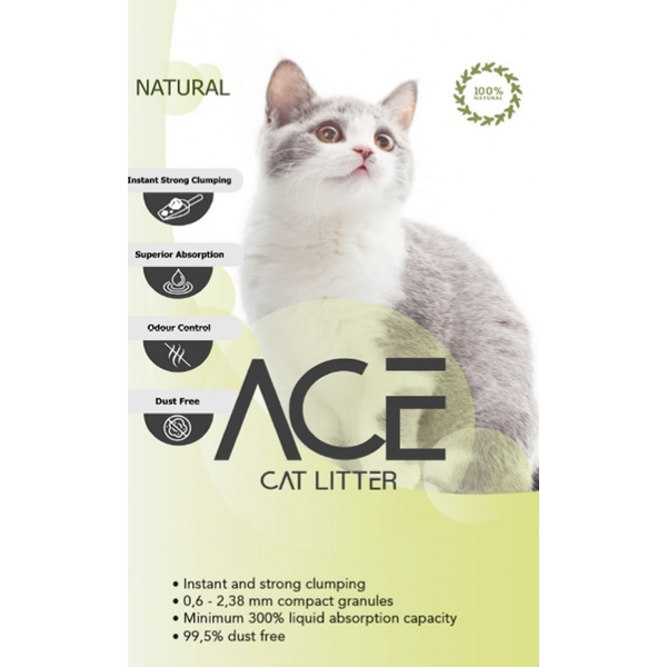 ACE Natural   CAT LITTER 20  LT  - cementējošās smiltis kaķu tualetei  20 L