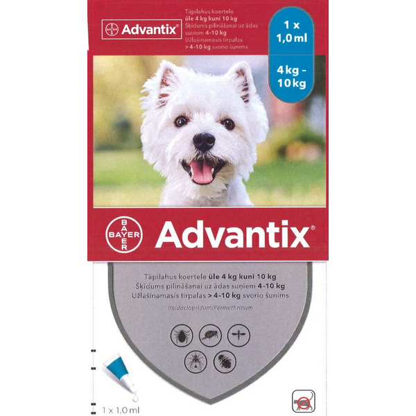Advantix 5000 mg/100 mg капли от паразитов для собак 4-10 kg 1шт