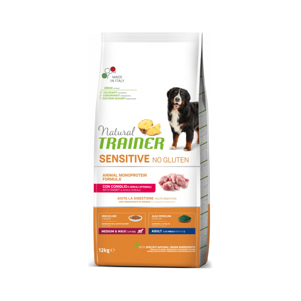 NT DOG SENSITIVE NO GLUTEN ADULT MEDIUM/MAXI RABBIT 12 KG - ПОЛНОЦЕННЫЙ БЕЗГЛЮТЕНОВЫЙ СУХОЙ КОРМ С КРОЛИКОМ ДЛЯ ВЗРОСЛЫХ СОБАК