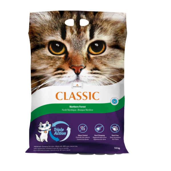 Intersand Classic Extreme Pine Forest 14kg - Cementējošās smiltis kaķu tualetēm ar skuju, meža smaržu