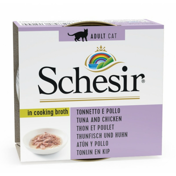 SCHESIR Cat Tuna and Chicken Fillets Broth 70g - tuncis un vistas fileja buljonā