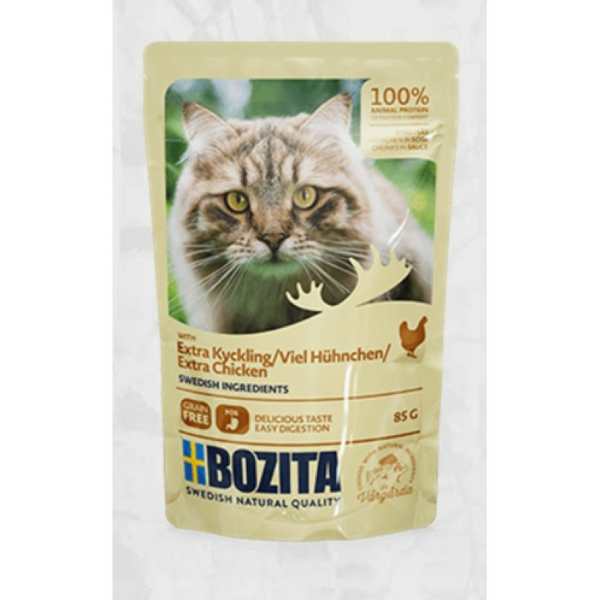 Bozita Extra Chicken Sauce 85g - Bezgraudu gaļas gabaliņi ar vistu mērcē