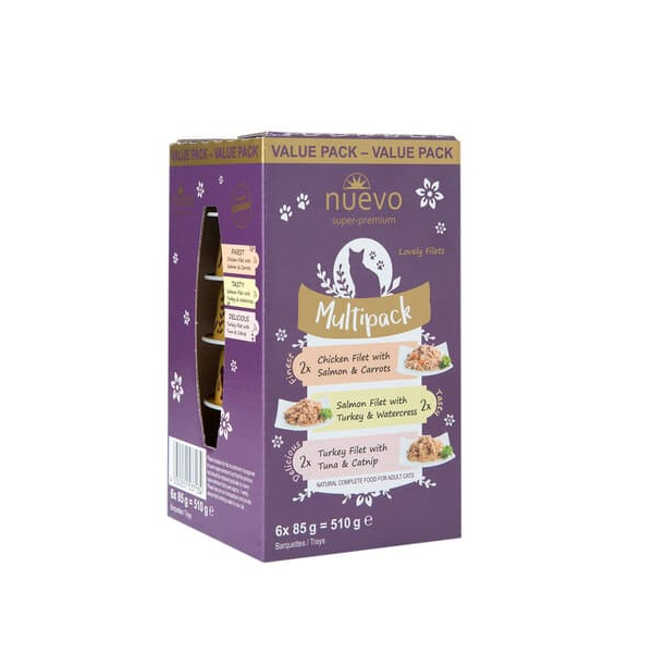 Nuevo Lovely Filets In Pate Multipack MIX 6*85g - Konservi kaKien Vista Ar Lasi, Lasis Ar Tītaru, Tītars Ar Tunci Pastēte