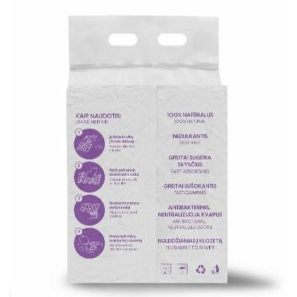 BelCat Tofu Clumping Cat Litter Lavender 6L - dabīgi granulēti kaķu pakaiši ar lavandas aromātu, 3 image