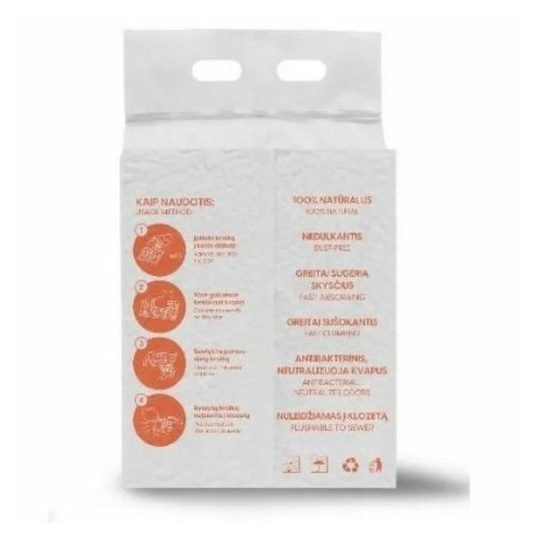 BelCat Tofu Clumping Cat Litter Peach 6L - dabīgi granulēti kaķu pakaiši ar persiku maigu aromātu, 3 image