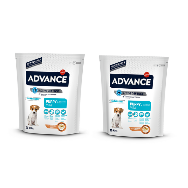 ADVANCE DOG PUPPY MINI 0.8KG + 0.8KG - MAZO ŠĶIRŅU KUCĒNIEM (VISTA UN RĪSI)