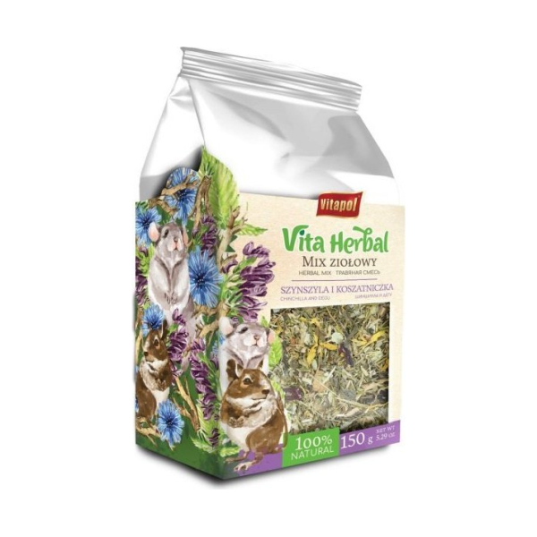 VITA HERBAL for chinchila and degu, herbal mix 150 g - дополнительный корм, травяная смесь для шиншилл и дегу