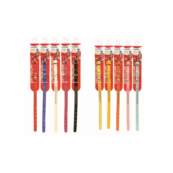 Kaķu kaklasiksna ar spīdumiem un zvaniņu