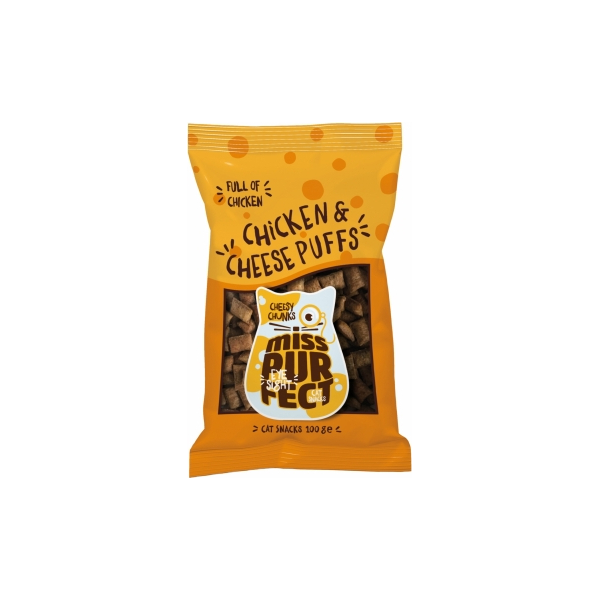 Miss Purfect gardums kaķiem 100g - Chicken&Cheese puffs, spilventiņi ar vistu un sieru