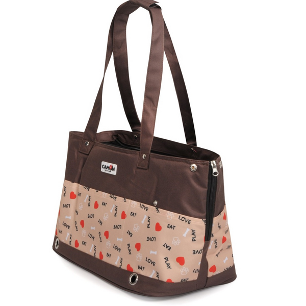 Transportēšanas soma Eat/Love/Play - BRŪNĀ krāsā 42x21x27 cm