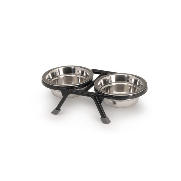 Штатив для мисок с 2 x 10 cm x 240ml  мисками из нержавеющей стали