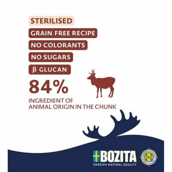 Bozita Fresh Menu Free Roaming Venison Jelly Sterilized 370g - bezgraudu gaļas gabaliņi ar brīvā dabā audzētu briedi želejā sterilizētiem kaķiem, 2 image