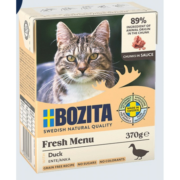 Bozita Fresh Menu Duck Sauce 370g - беззерновые мясные кусочки с уткой в соусе