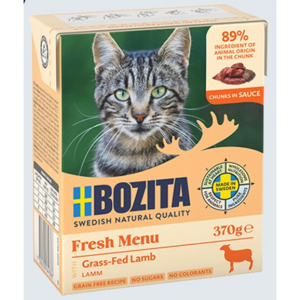 Bozita Fresh Menu Grass-Fed Lamb Sauce 370g - bezgraudu gaļas gabaliņi ar brīvā dabā audzētu jēru mērcē