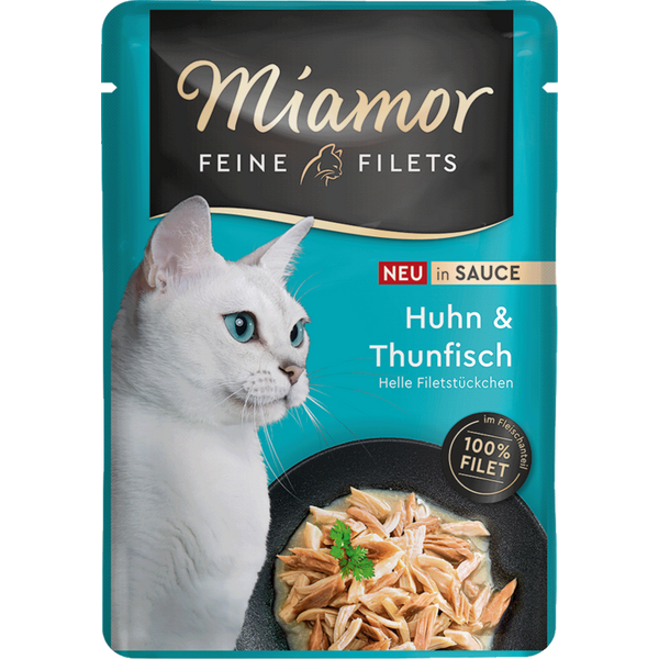 Miamor Feine Fillets Huhn&Thunfisch in sauce 100g - Konservi kaķiem ar vistu un tunci mērcē