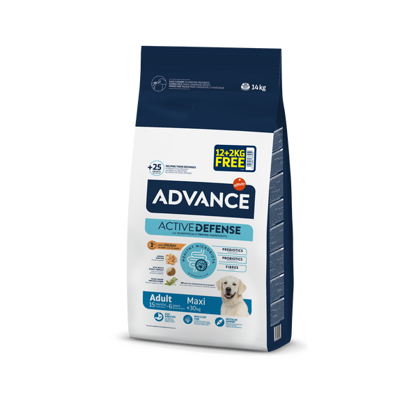 ADVANCE DOG MAXI ADULT 12KG + 2KG - LIELO ŠĶIRŅU SUŅIEM (VISTA UN RĪSI)