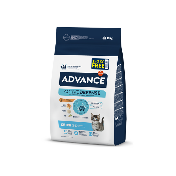 ADVANCE KITTEN CHICKEN&RICE 8+2 KG - КAĶĒNIEM NO 2 LĪDZ 12 MENEŠIEM (VISTA UN RĪSI)