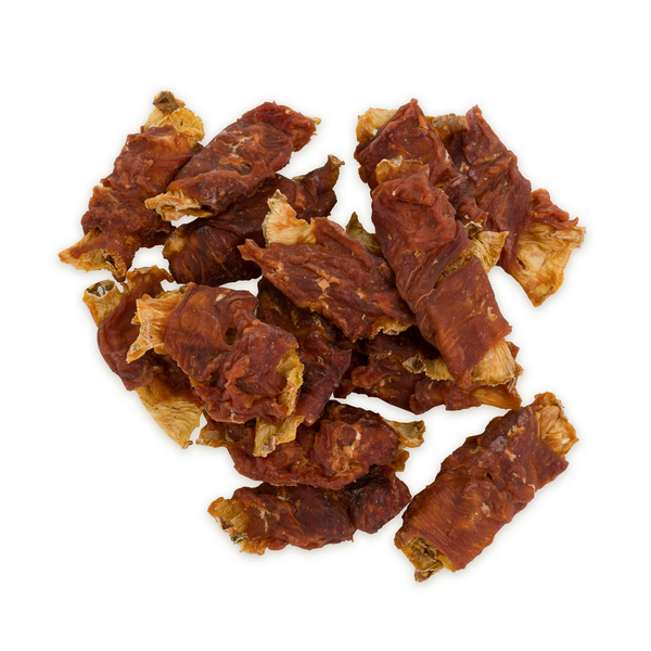 HAU & MIAU duck wrapped pineapple 500g - Papildbarība pieaugušiem suņiem, pīles gaļā ietīti ananāsa gabaliņi