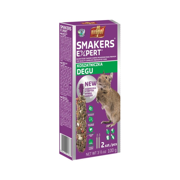 EXPERT SMAKERS degu pelēm 2gb 100g - pilnvērtīga barība degu pelēm, kas aizstāj tradicionālas maisījumus