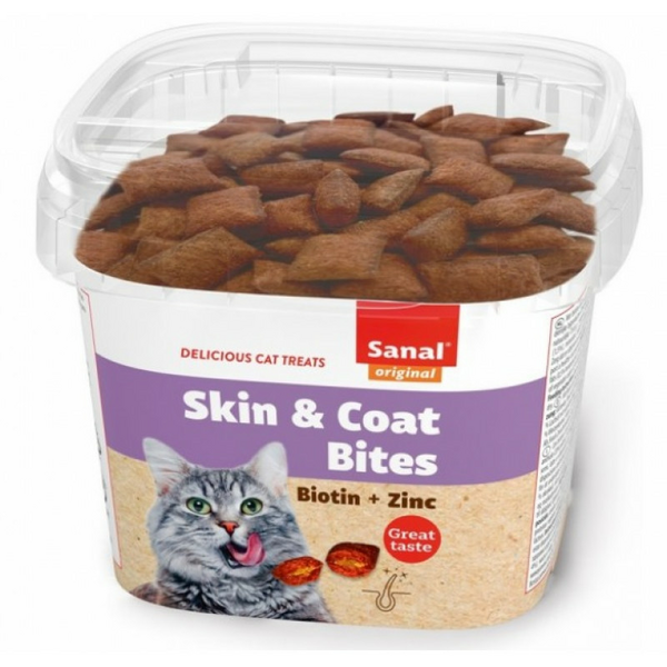 SANAL Skin & Coat Bits 75g - подушечки с мягкой начинкой для здоровья шерсти и кожи