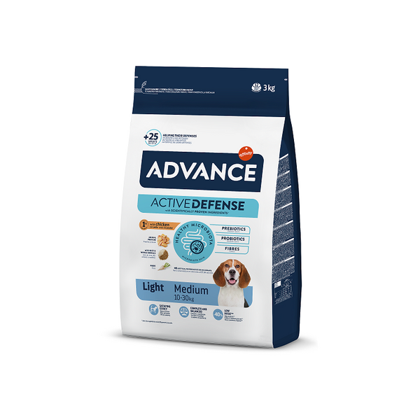 ADVANCE DOG MEDIUM LIGHT 3,0KG - VIDĒJO ŠĶIRŅU SUŅIEM AR LIEKO SVARU (VISTA AR RISIEM)