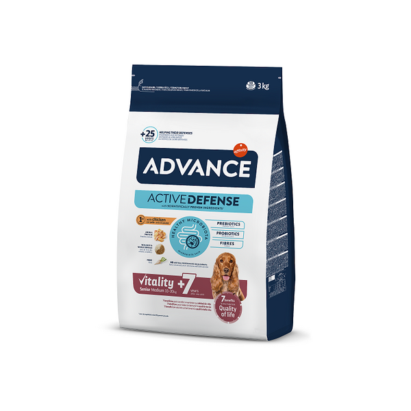 ADVANCE DOG MEDIUM SENIOR 3,0KG - ДЛЯ ПОЖИЛЫХ СОБАК CРЕДНИХ ПОРОД (КУРИЦА С РИСОМ)